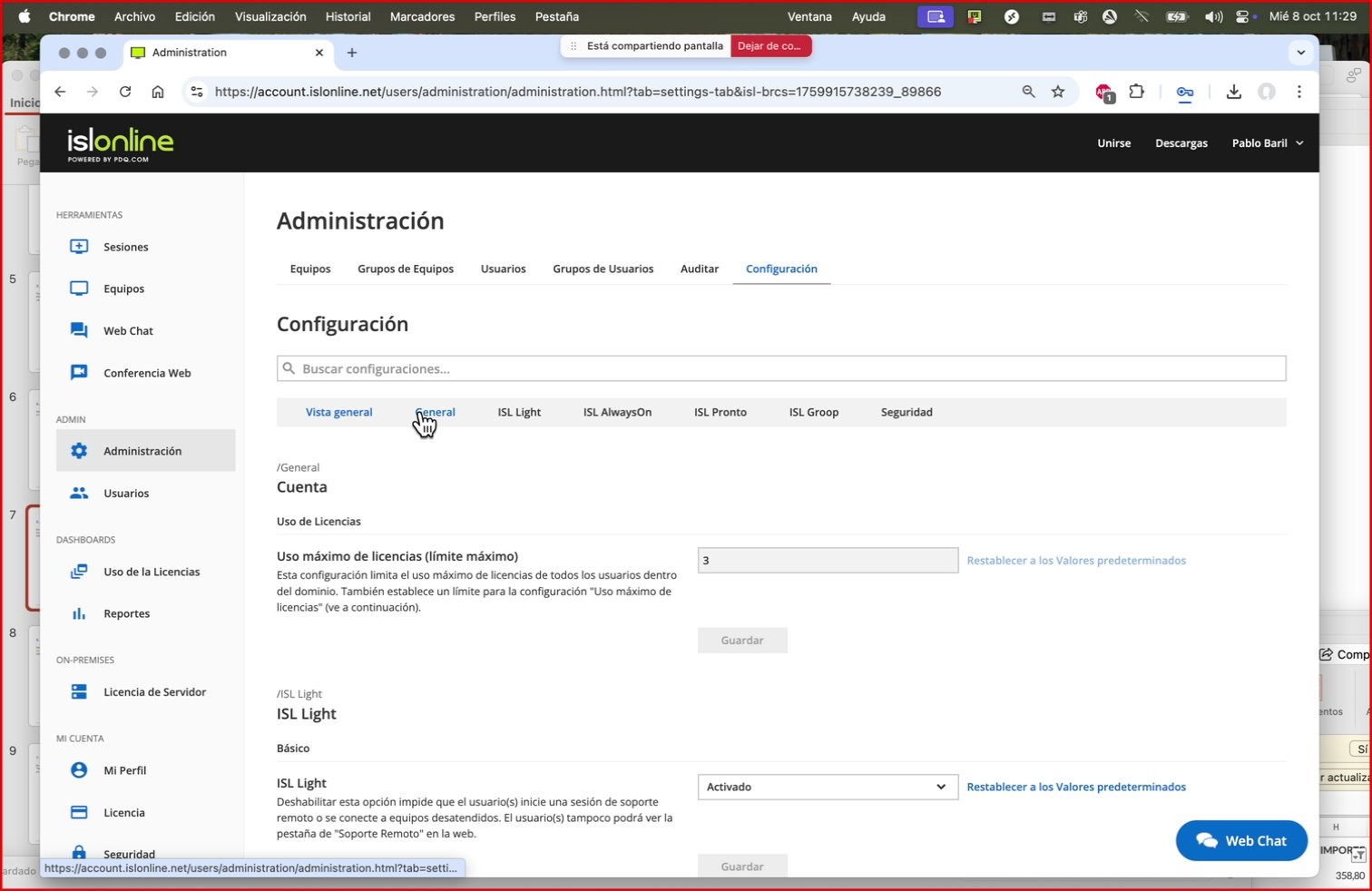 Captura para el paso: Abrir la Configuración General