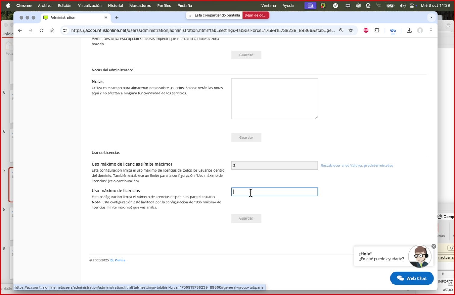 Captura para el paso: Definir Límite de Licencias
