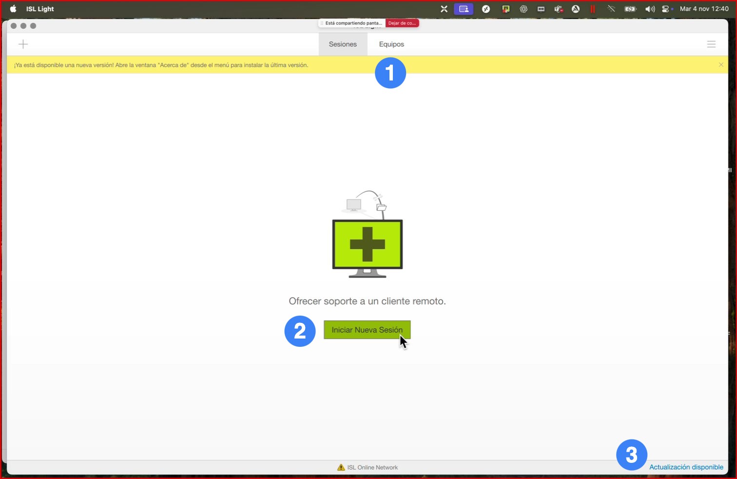 Captura para el paso: Iniciar una nueva sesión