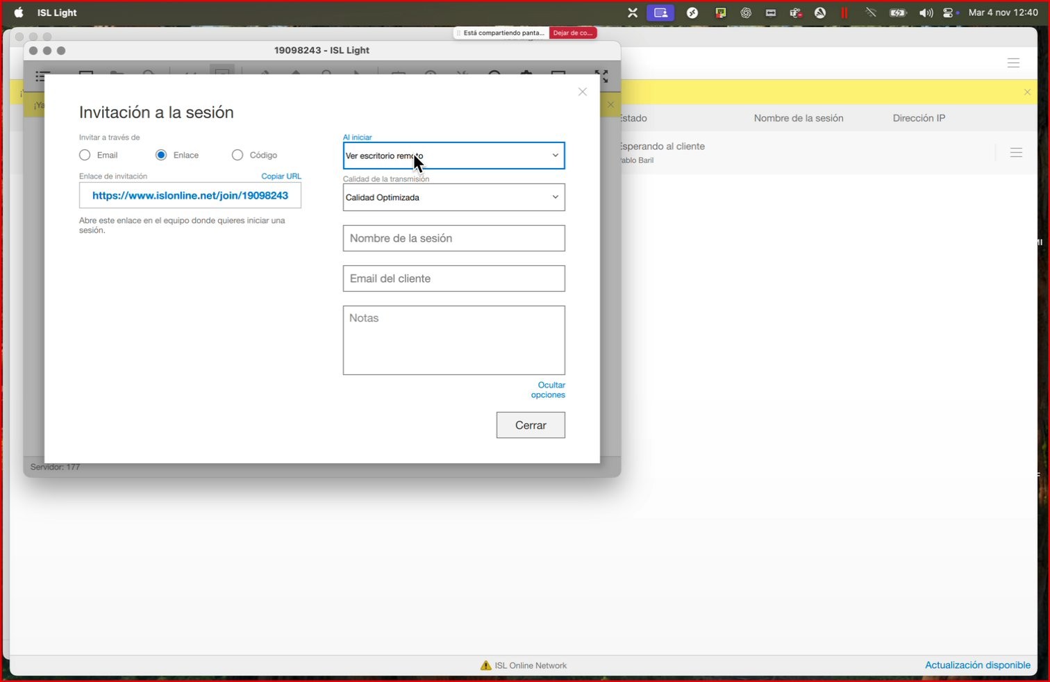 Captura para el paso: Seleccionar opción 